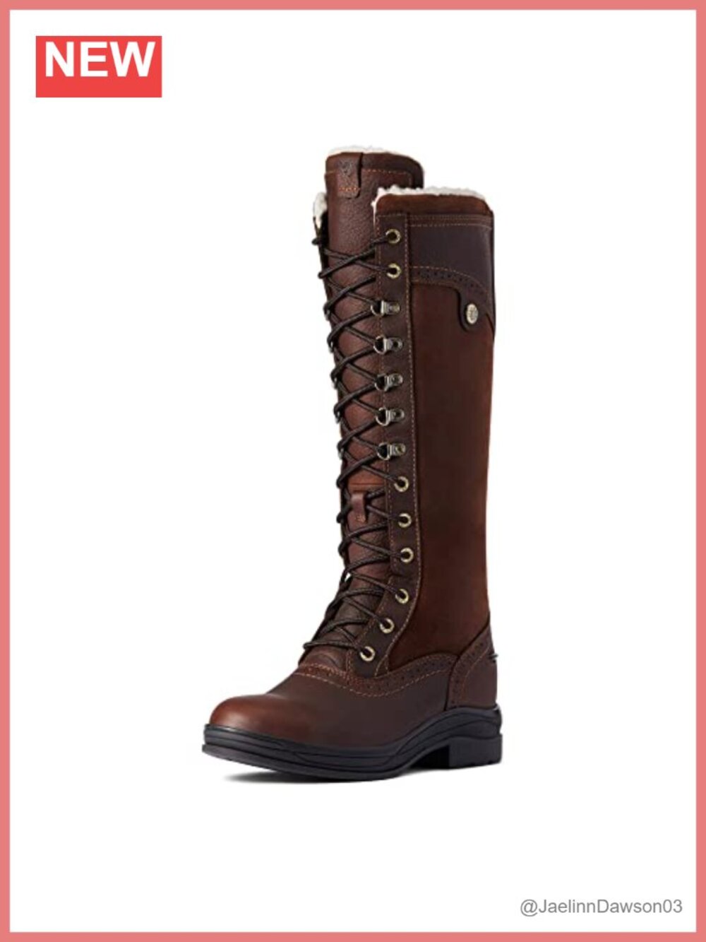 Waterproof Mid-Calf Leather Equestrian Boots with Block Heel